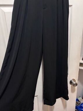 Flowing Black Wide-Leg Jumpsuit Pants